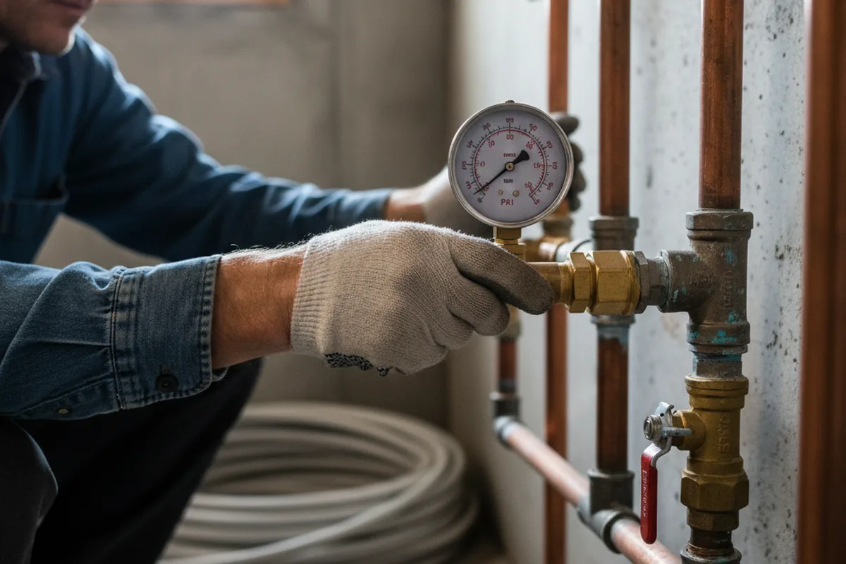 Pressure testing a repaired line during Water Line Repair in Libertytown
