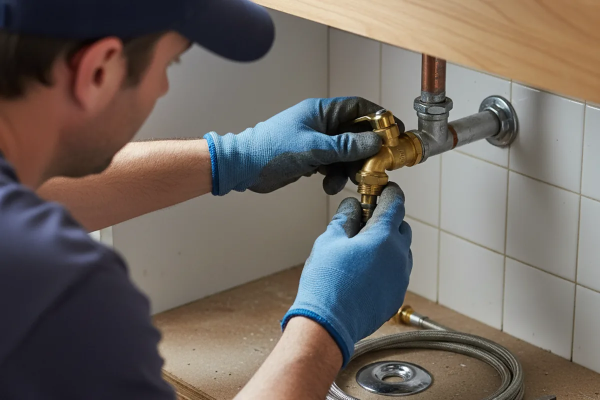 Shutoff valve and fitting work during Emergency Plumbing in Libertytown